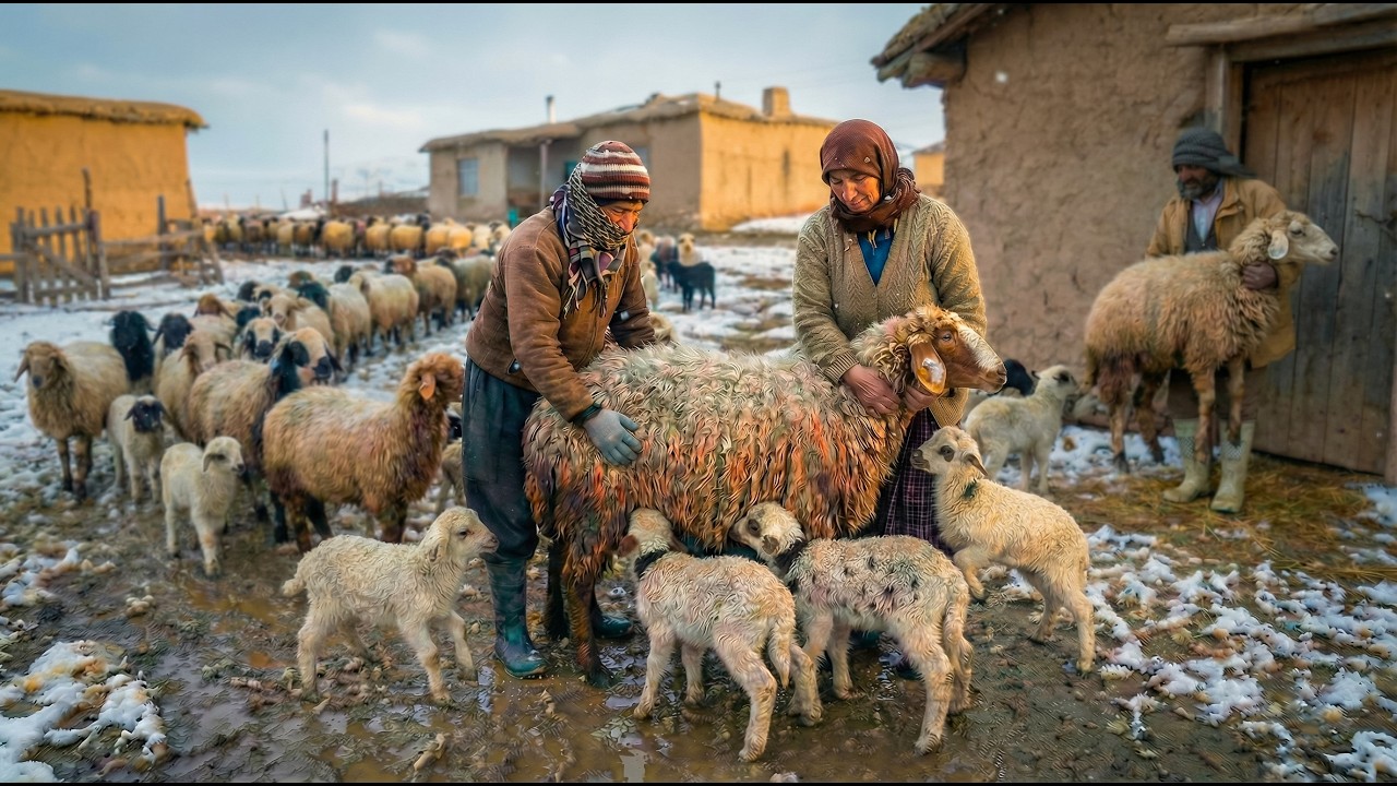 Authentic Rural Life in Iran 🇮🇷 | Feeding Cows and Sheep in a Traditional Village (No Talking)