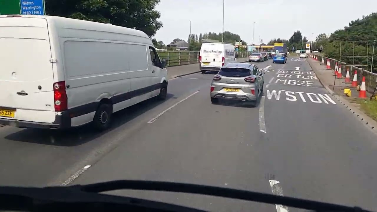 Lane cutter fails to get passed truck and ends up stuck behind him for the next 2 miles.Reg MJ70 RMV
