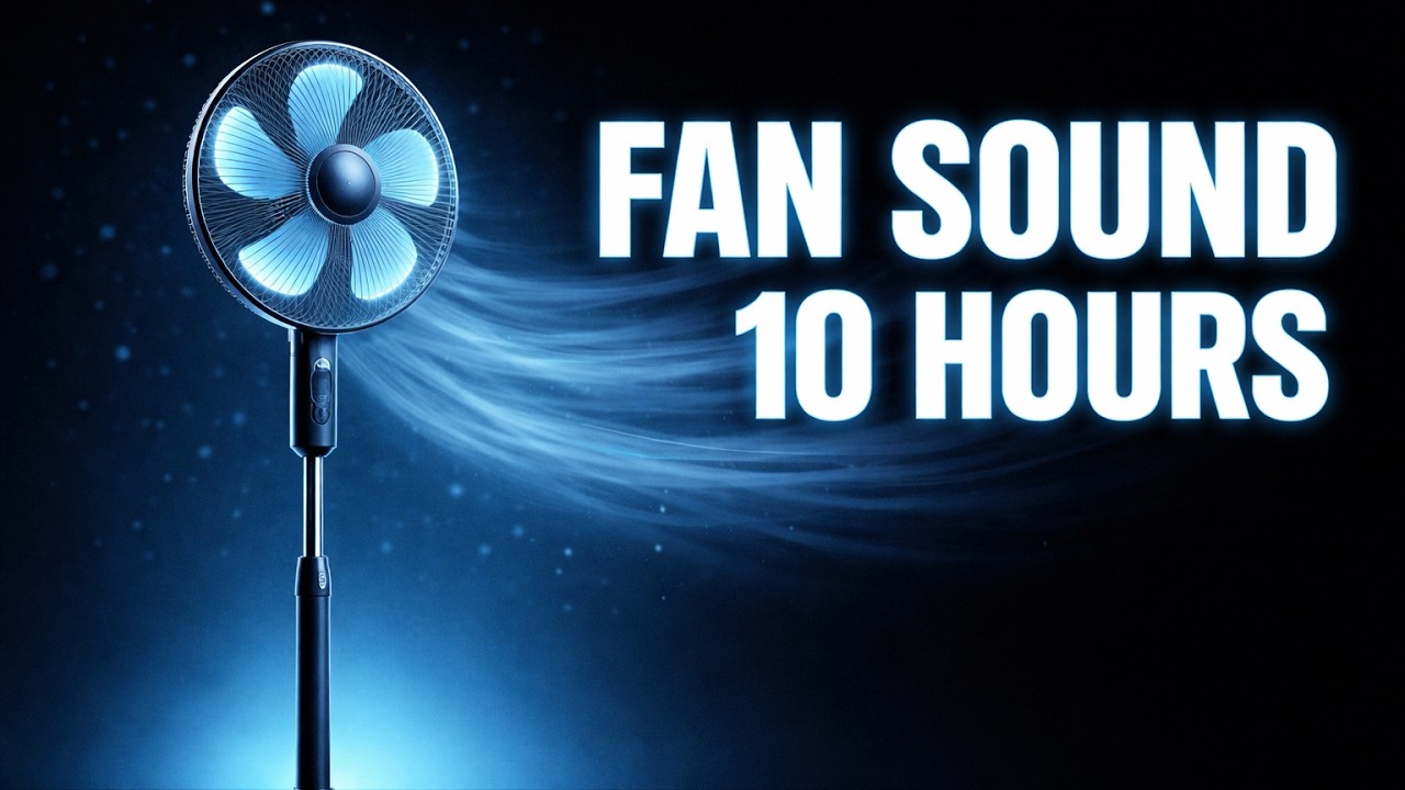 No ADs | 10 Hours - Real Fan Sound for Deep Sleep | Black Background Spinning Fan 🌀 White Noise 😴