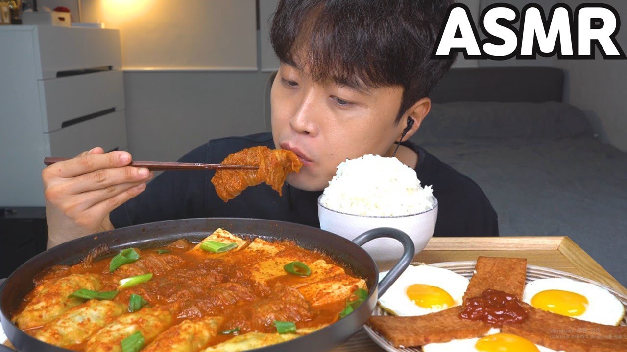 [와차밥] 강력추천👍 두부김치만두전골 스팸계란후라이 먹방 Spicy Dumpling Hot Pot & SPAM Fried Egg  MUKBANG ASMR EATING SHOW