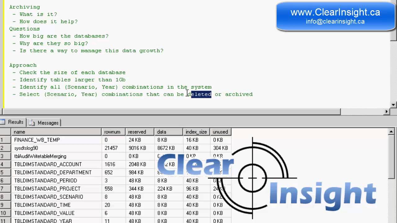 Archiving - IBM Clarity - Improving performance with archiving