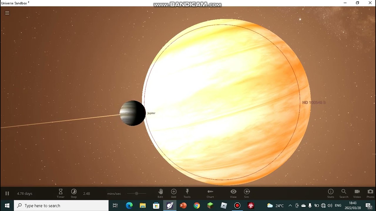 Jupiter vs HD 100546 b (universe sandbox 2)
