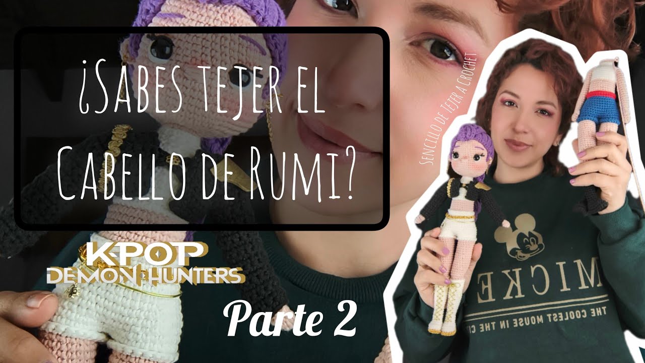 RUMI AMIGURUMI. LAS GUERRERAS DEL k-POP A CROCHET. DOLL DE 32 CM. (PARTE 2) CABEZA Y CABELLO