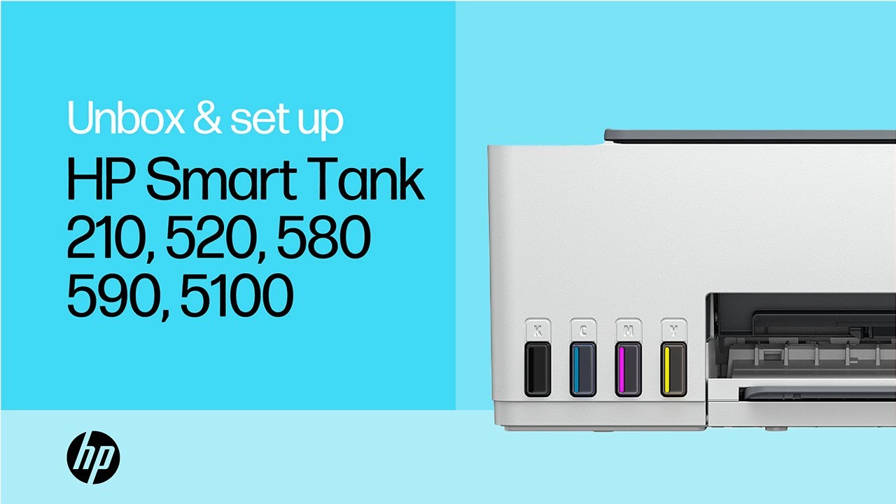 Unbox & set up | HP Smart Tank 210, 580, 590, and 5100 printers | HP Support