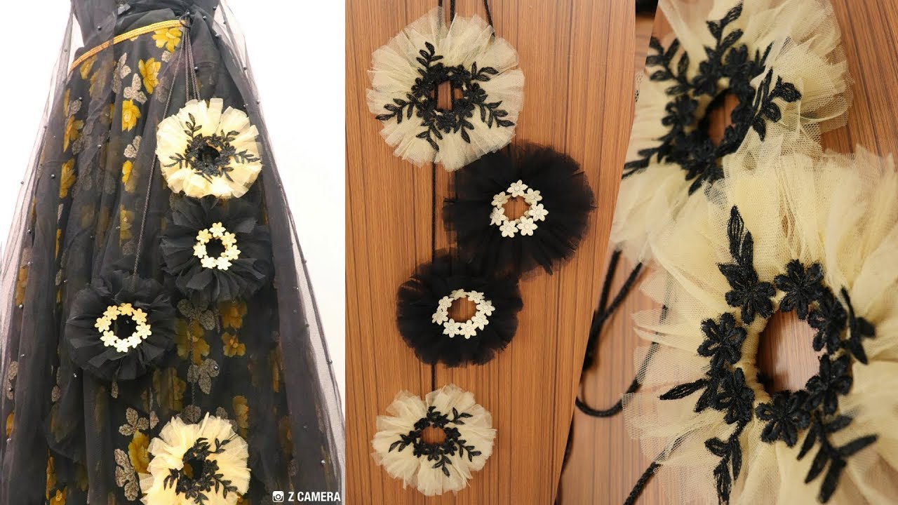 Make this beautiful tulle latkan without sewing | No sewing circle latkan for lehengas
