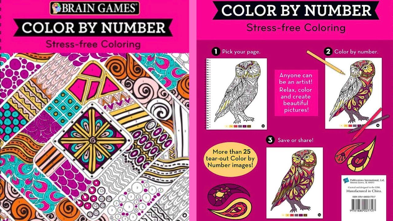 BRAIN GAMES COLOR BY NUMBER Stress-free Coloring Book Completed📚🔢🎨| Cool Nail Art💅🏽🦋