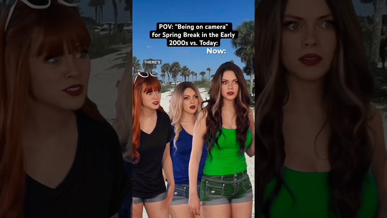 POV: &ldquo;Being on camera&rdquo; for Spring Break in the #early2000s vs. Today. #millennials #nostalgia #2000s