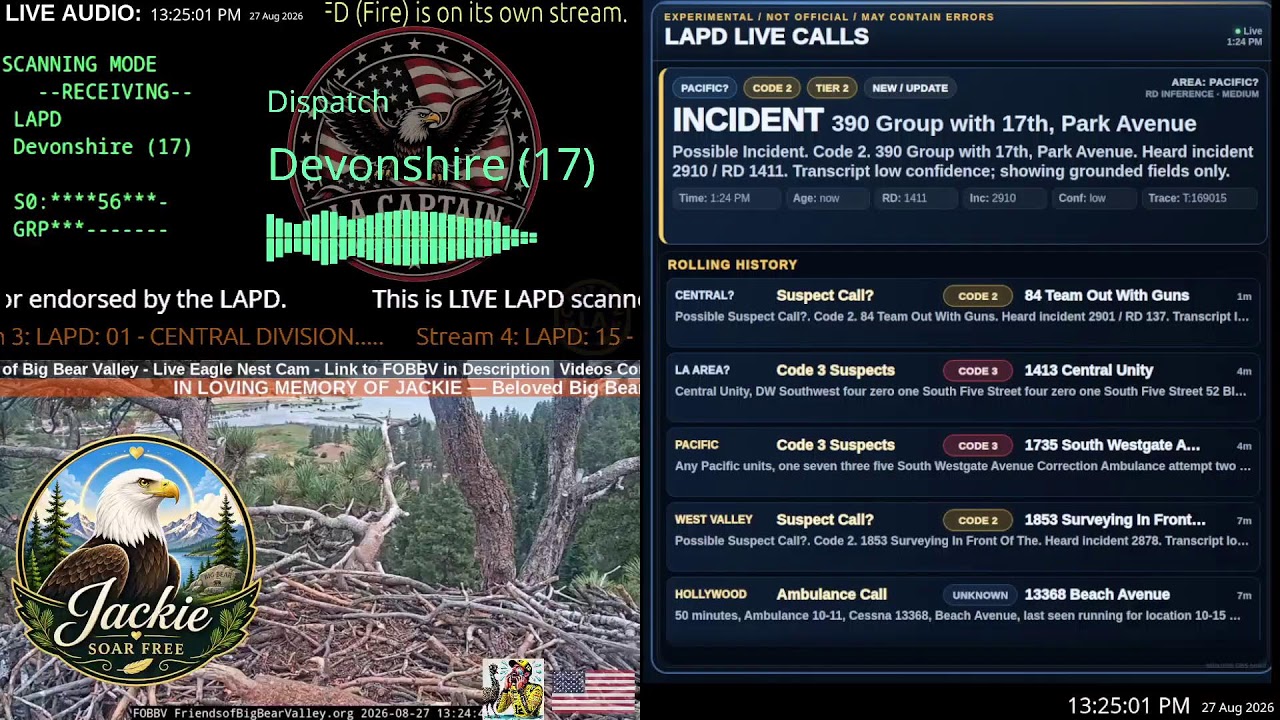 *LIVE* Los Angeles Police Scanner Audio LAPD Police LAFD Fire // 06-JUN-2026 // LA Captain