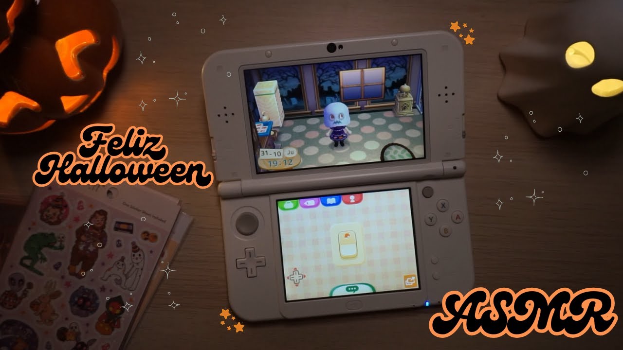🖤ASMR ESPAÑOL | Feliz Halloween ༉‧₊˚🎃👻🖤❀༉‧₊˚. Pegatinas y Halloween en Animal Crossing New Leaf🍃✨