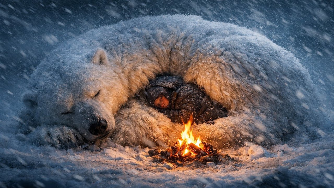 Sheltered in the Storm ❄️🔥 4H Dark Screen Snowstorm & Fire | Deep Cozy Sleep Ambience  chionophile