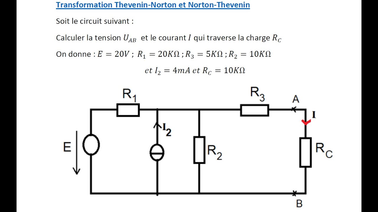 Transformation Thevenin-Norton et Norton-Thevenin exercice d'électricité