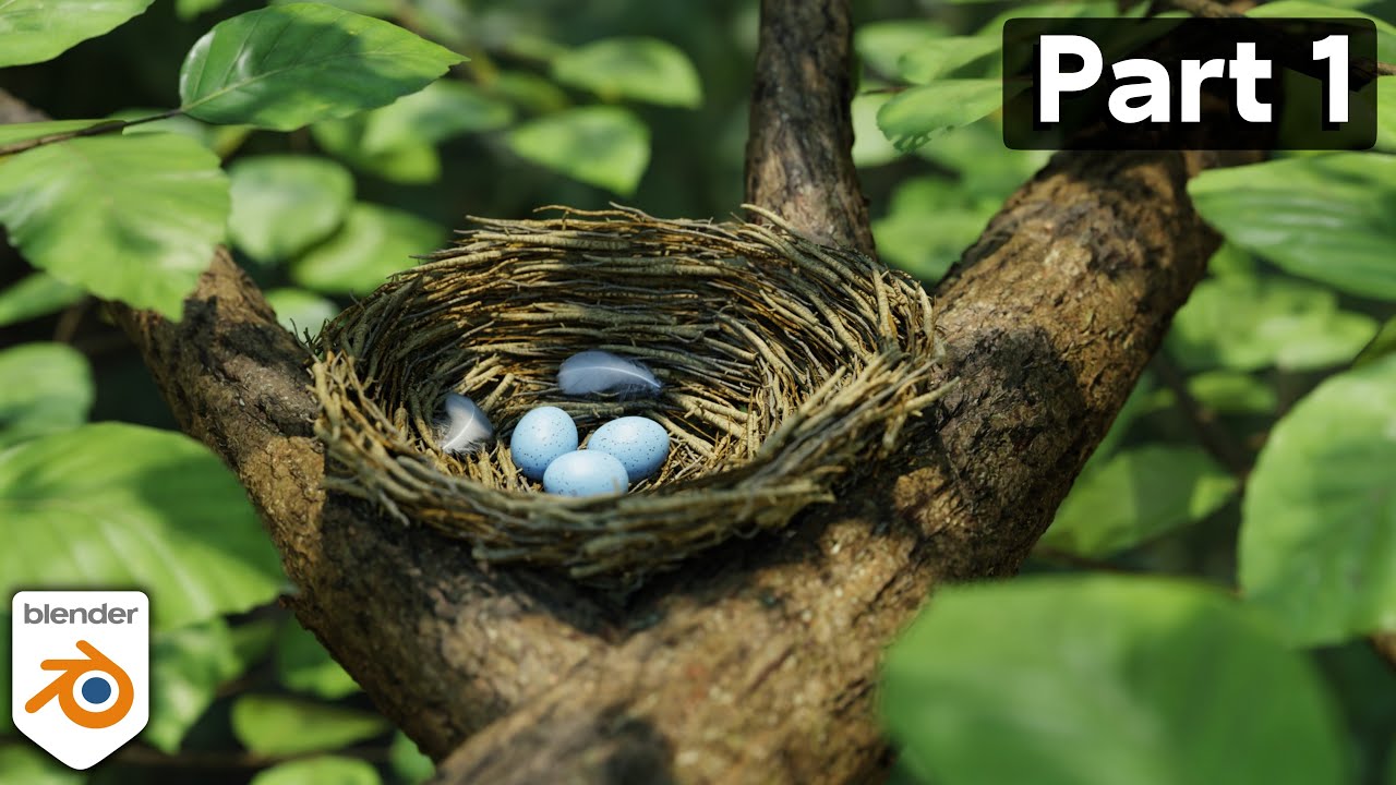 Bird Nest Nature Scene 🪺 Part 1 (Blender Tutorial)
