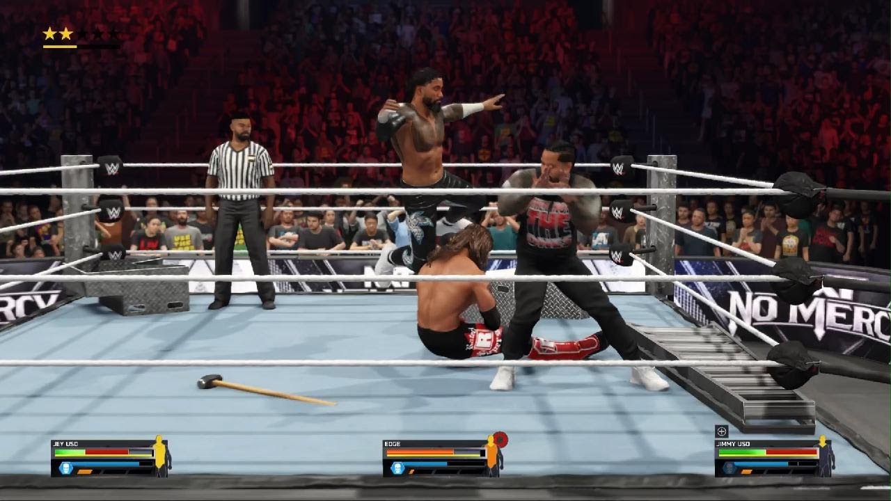 WWE 2K25 - Edge vs Jey Uso vs Jimmy Uso | Elimination Triple Threat Match | PlayStation 5
