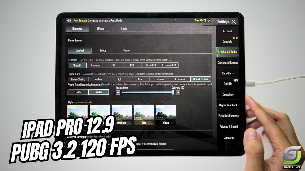 iPad Pro 12.9 test game PUBG 120 FPS Update 2024 | Apple M2