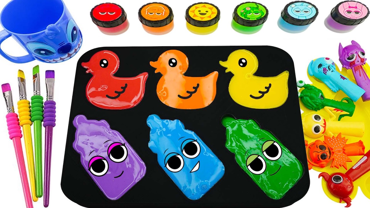 Oddly Satisfying Video | Making Colorful Duck & Mini Baby Bottle Tray from Kinetic Sand | Funny ASMR