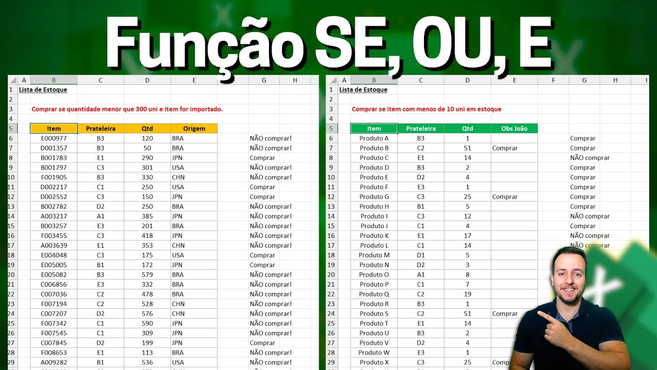 Função SE OU E no Excel para Automatizar Tarefas | Exemplo Prático e Planilha Grátis