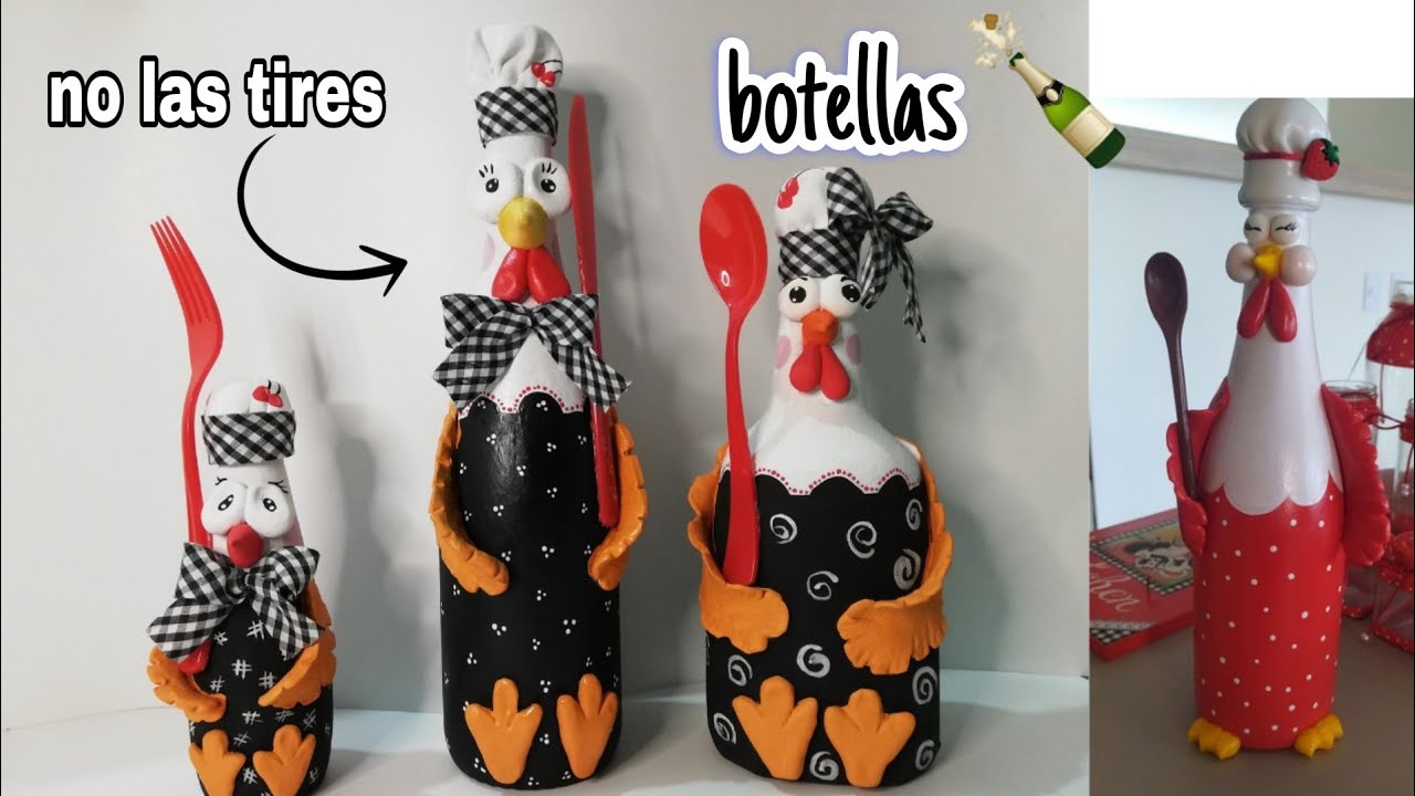 Hice una decoración en botellas  de vidrio  hermosa. 🍾DIY botellas de vino //bricolaje ♻️reciclaje