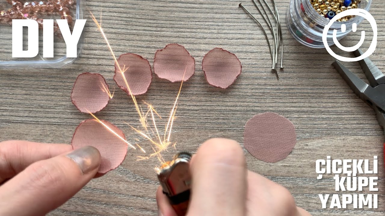 Tül ile Çiçekli Küpe Yapımı 🥰🦋🤍 Kristal Boncuk Küpe Yapımı | DIY CRAFT HOBİ KENDİN YAP 💫