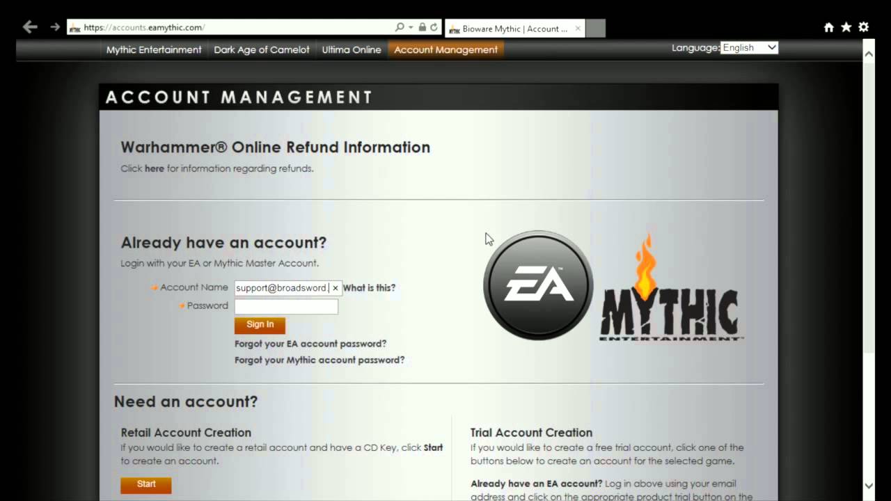 DAOC Tutorial: Account Recovery