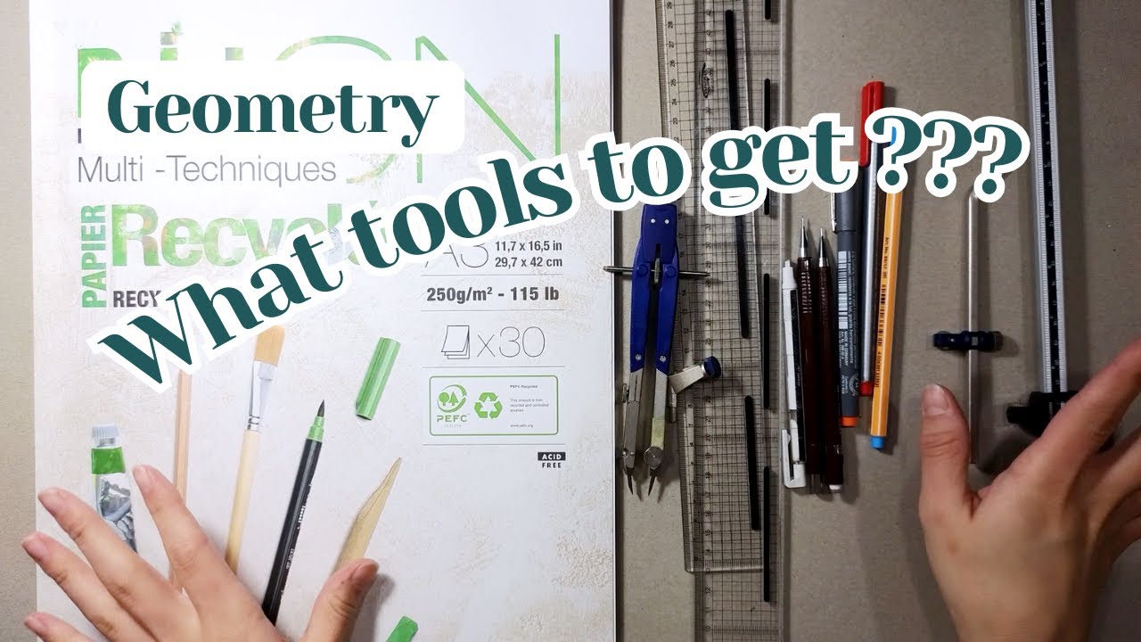 Tools for geometric drawing - compas, paper, fineliner, ruler...