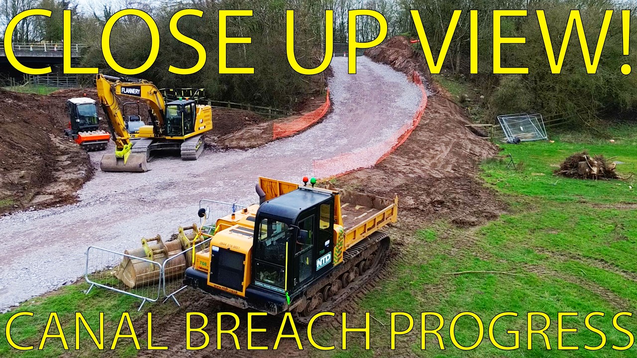 Whitchurch Canal Breach, A Close Up View Of The Works & Progress! (With Commentary)