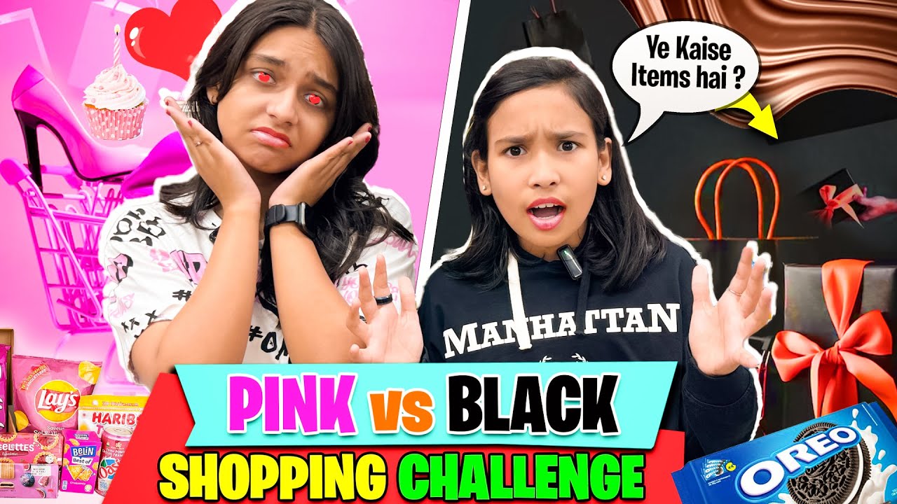 Pink vs Black Shopping Challenge 🎀🖤 | ₹500 Budget Battle! 💸 | #challenge
