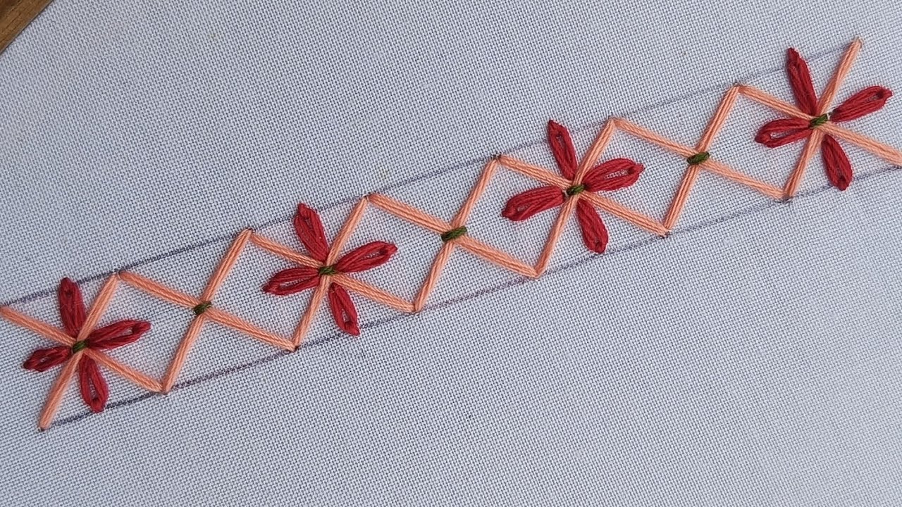 Very Simple & Very Easy Border Line Hand Embroidery Design for beginners #anoshiaembroiderystudio