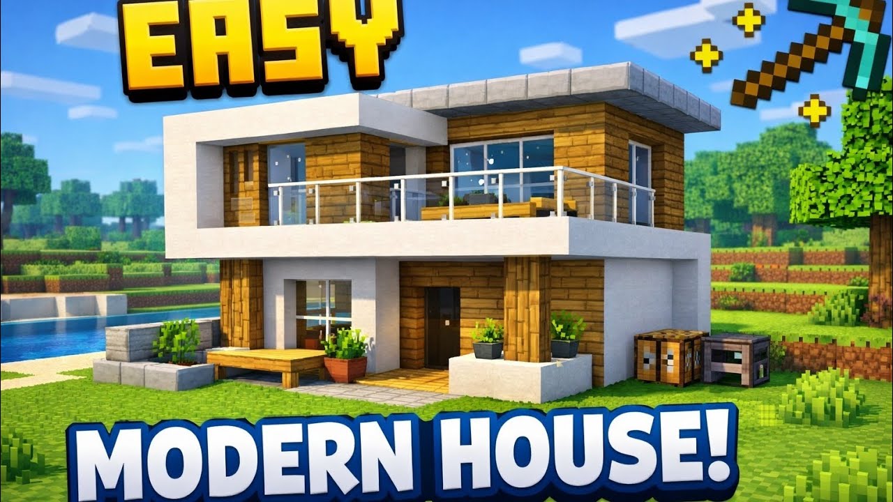 Minecraft tutorial small modern house easy to make @crafxking 