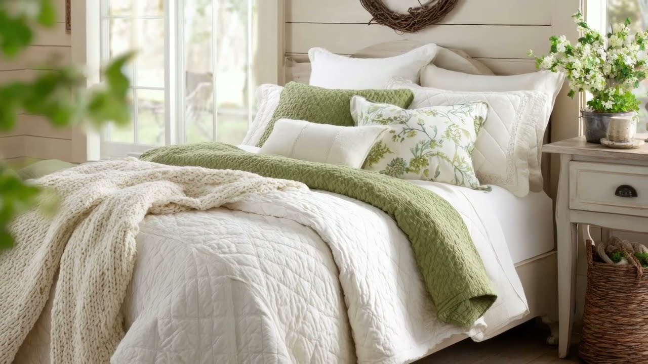Olive & Cream Charm: Timeless Shabby Chic Cottage Farmhouse Spring Decor Ideas