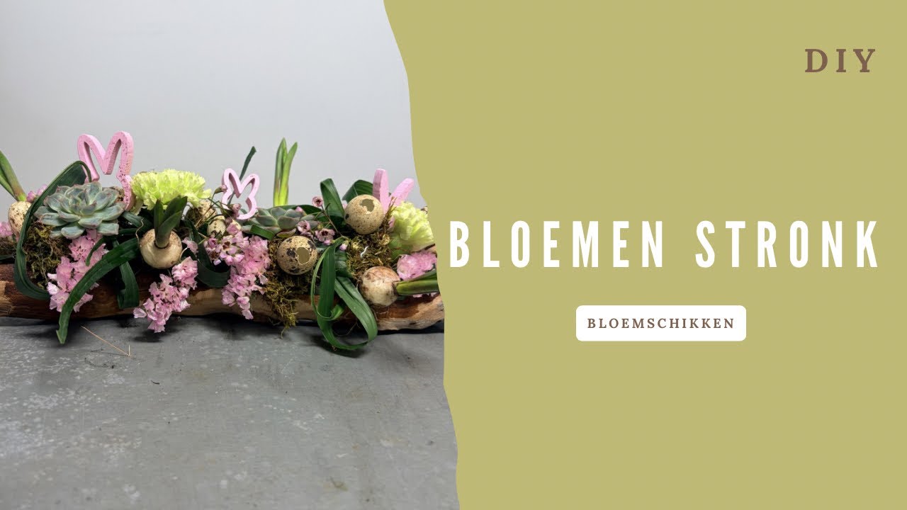 Opgemaakte houtstronk | Voorjaarsbloemstuk 🐣| Cursus Bloemschikken #435