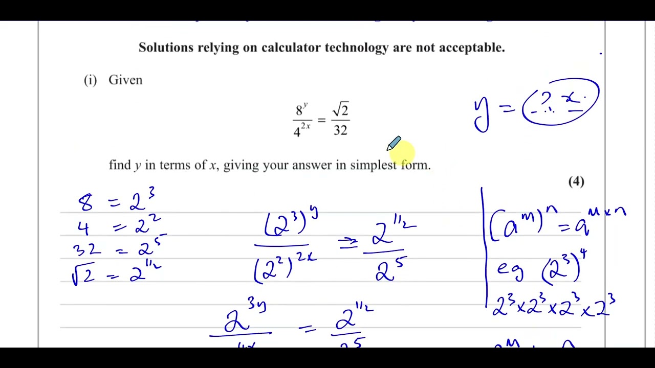 [P1] C12, (IAL), WMA01/01, October 2020,  Q4, Indices & Surds