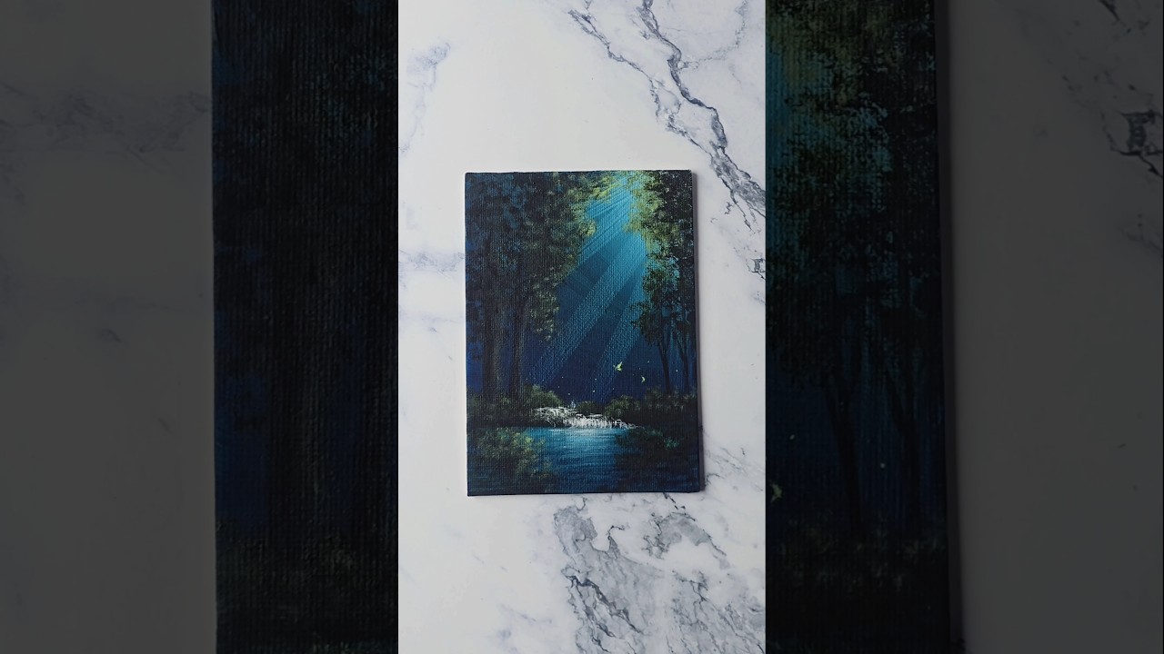 easy way to paint a forest painting #acrylicpainting #paintingforbeginners #easypainting #artshorts