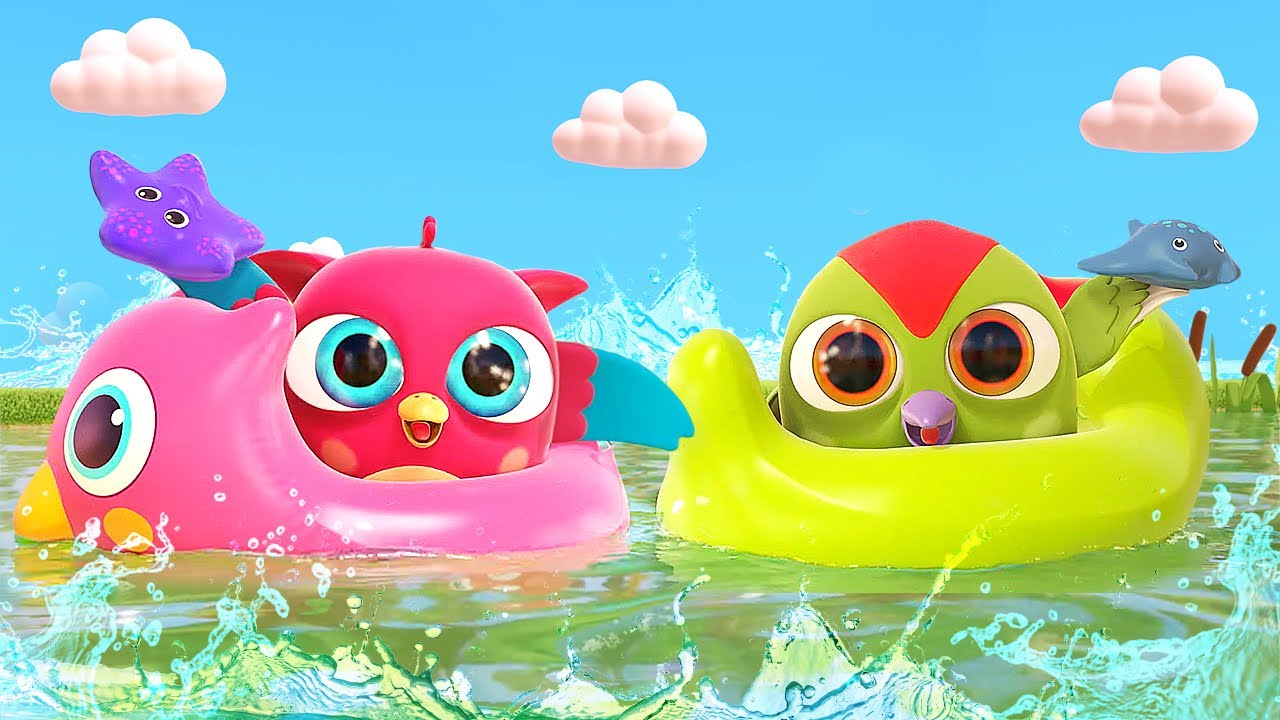 Совеня Хоп Хоп і Дятлик Тук Тук купаються в басейні! 🌊 Веселий та пізнавальний мультик для малюків