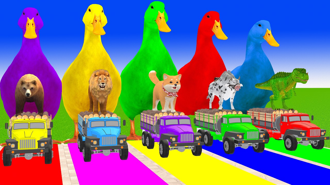 Long Slide Game With Cow Elephant Gorilla Hippopotamus Tiger 3d Animal Game Funny 3d Animals