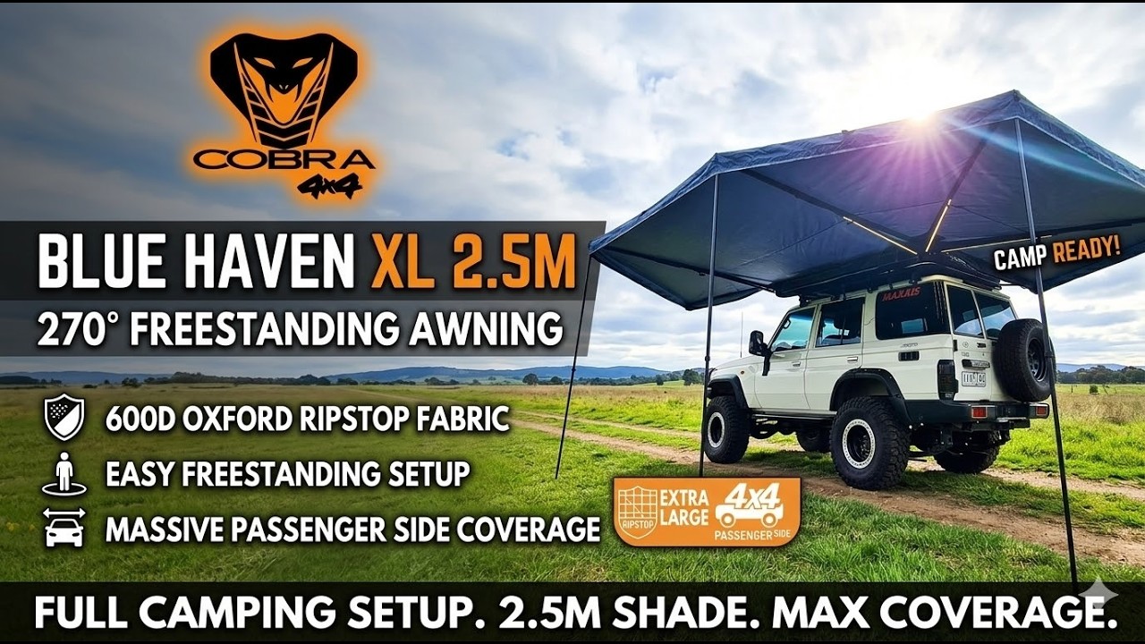 270 Degree XL Freestanding Fox Awning 2.5M Passenger Side 600D Oxford Ripstop Fabric Waterproof
