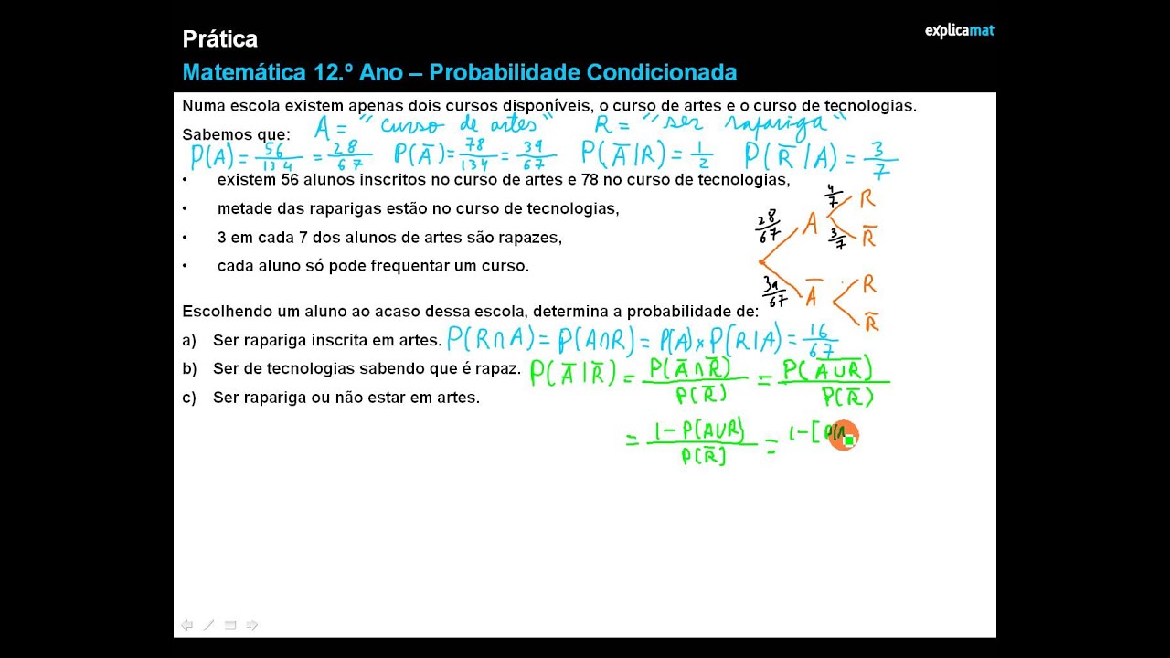 Probabilidades Condicionada - Matem&aacute;tica 12.&ordm; ano