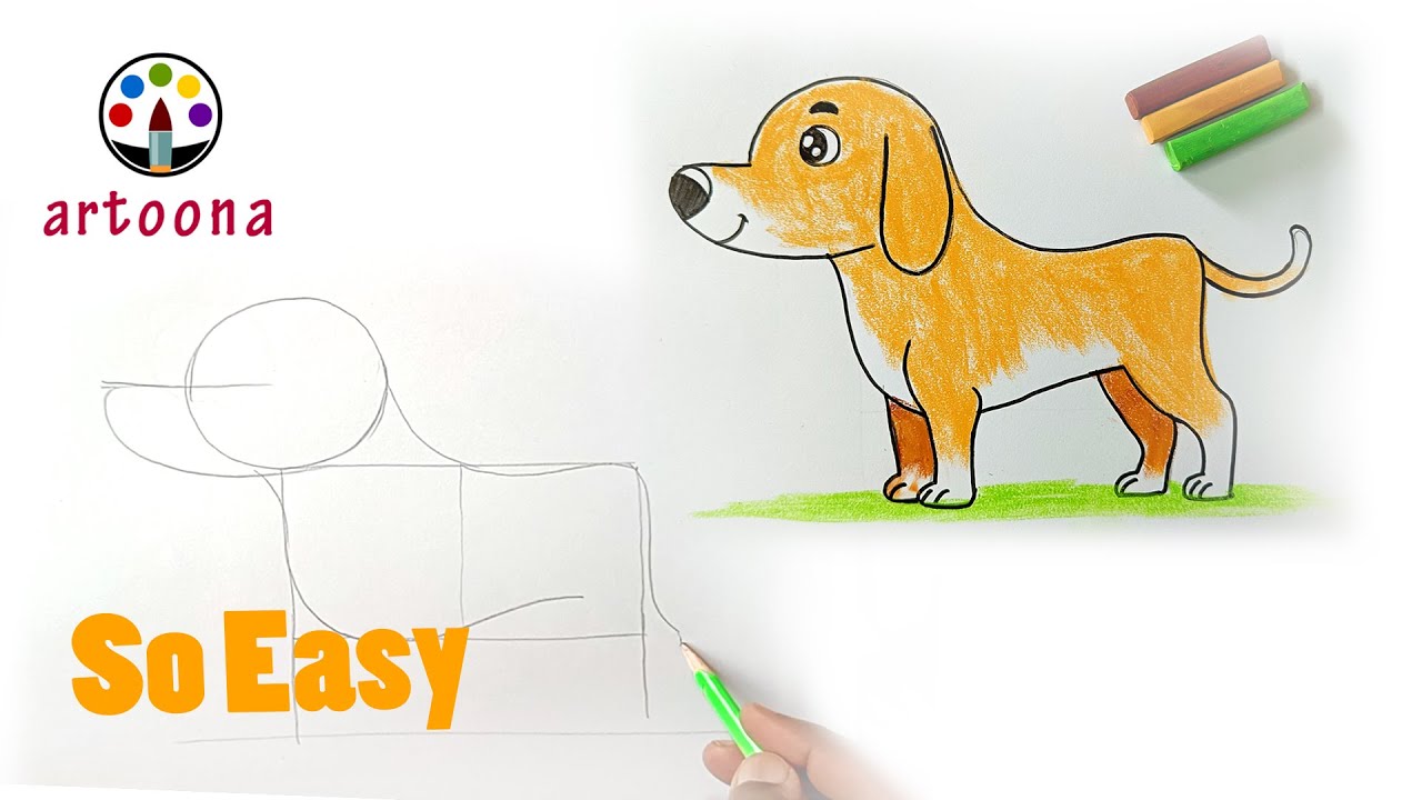 How to Draw a Dog Easily | Simple & Cute Dog Drawing Tutorial