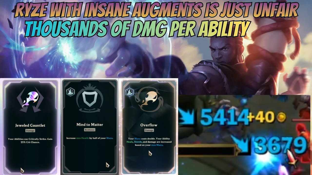 Godroll Ryze 😱 4 Perfect Augments = 5000 Damage Q