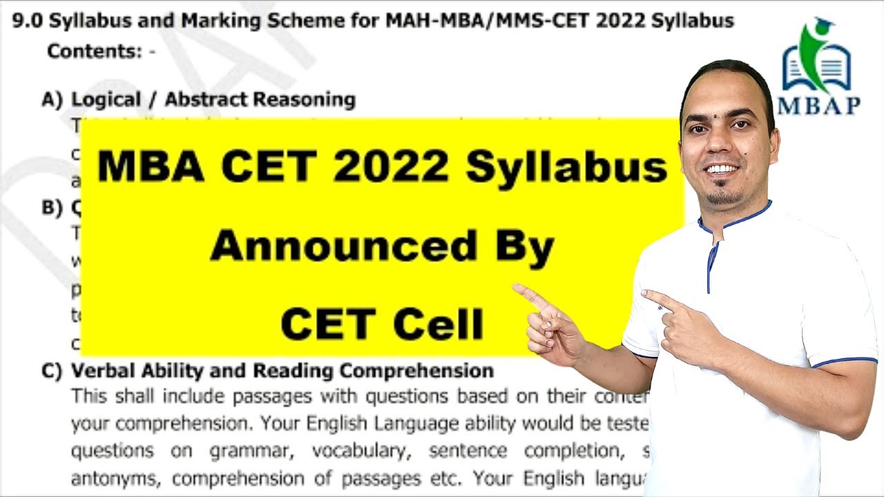 MBA CET 2022 Syllabus As Per CET CELL...!! Important Topics
