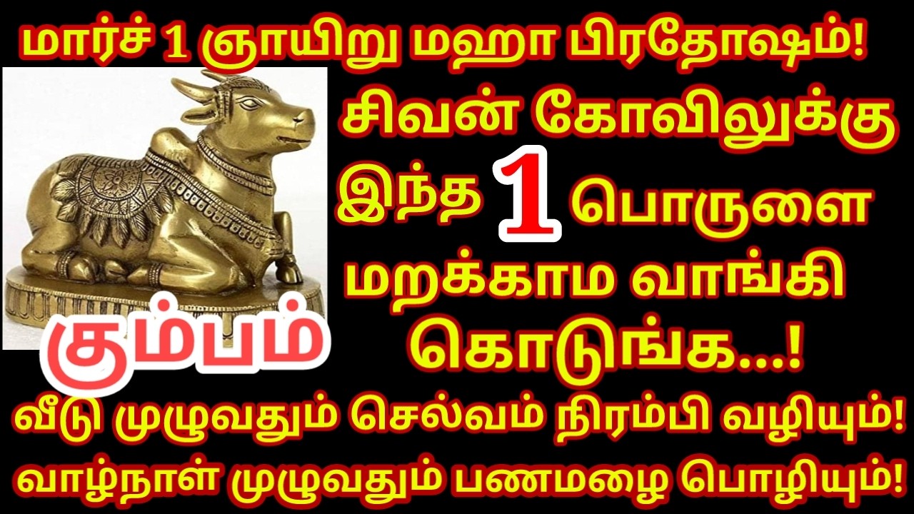 01 Mar 2026 மஹா பிரதோஷம் அன்று வாங்க வேண்டிய பொருள்கள் ஒரே நாளில் ஓஹோன்னு வாழ்க்கை|#kumbam rasi