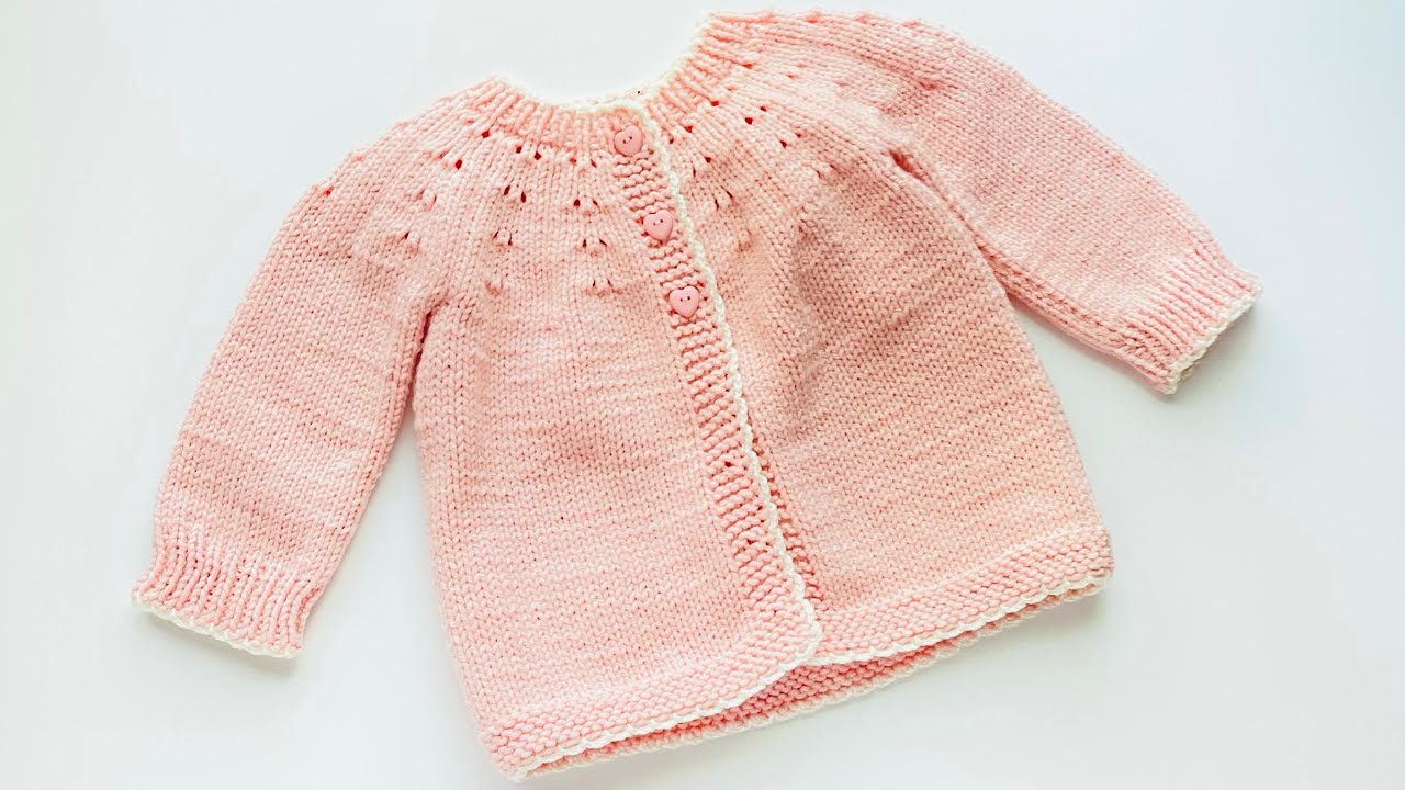 Cardigan o chaquetita para bebe dos agujas paso a paso  VARIAS TALLAS Y FACIL DE TEJER