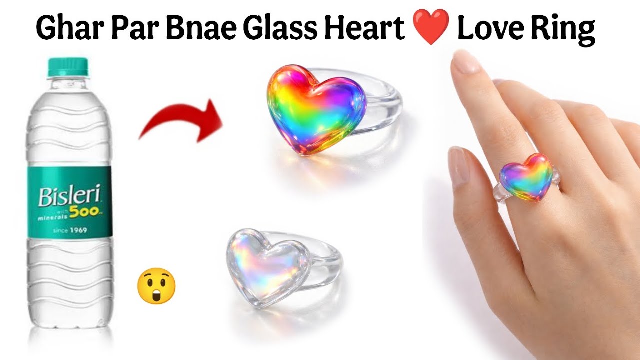 How to make Glass Heart Love Ring🥰/Diy homemade glass love ring/easy  glass love ring making at home