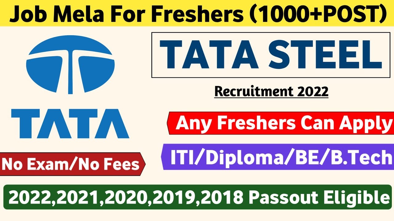 Tata Steel Recruitment 2022 | Off Campus Recruitment 2022 | Latest Mnc Jobs | Tata steel jobs 2022