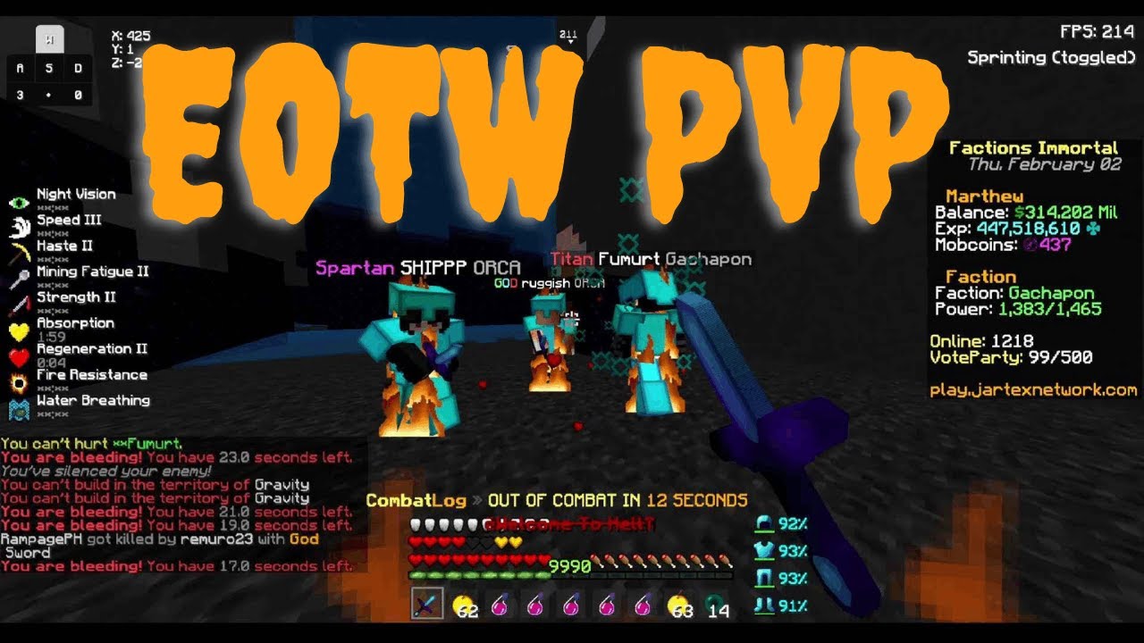 EOTW PVP LET'S GO | Jartex Immortal Factions