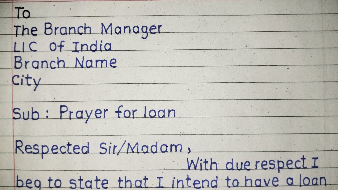 Application For Loan Against LIC Policy | LIC Loan Application | Application For Loan In English |