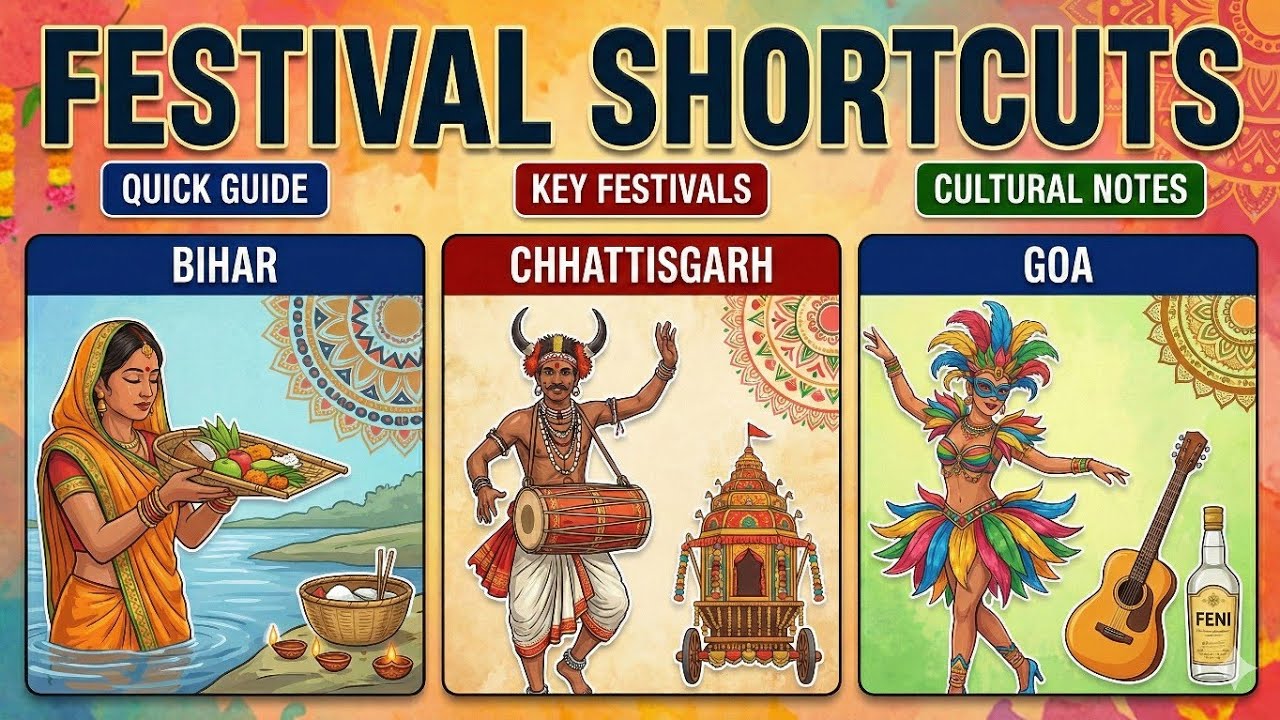 #2 🏆 Story Shortcuts! Festivals of India ( Bihar chattisgarh, Goa) | Static GK TRICK | Tamil