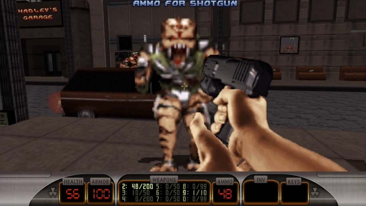 Playing Duke Nukem Custom Map: Chronic (it had a weed on it).
