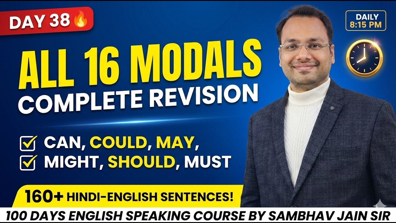 Day 38 🔴 LIVE | Complete Modal Revision 🔥 | Can to Must Have | 160 Hindi-English Sentences Practice