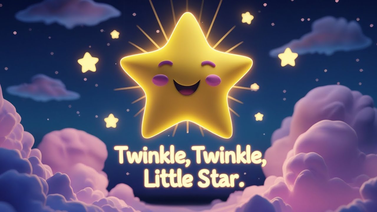 Twinkle Twinkle Little Star with night sky, twinkling stars, and moonlight