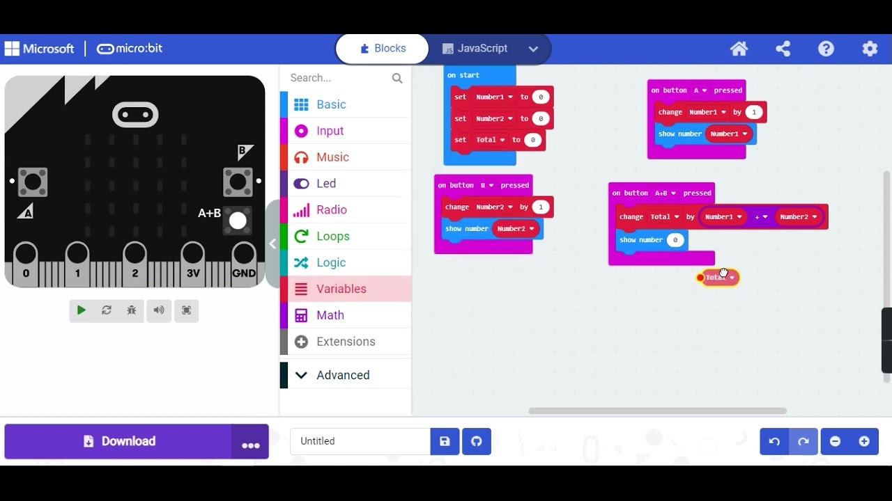 Calculator code microbit Muhamer Ujkani